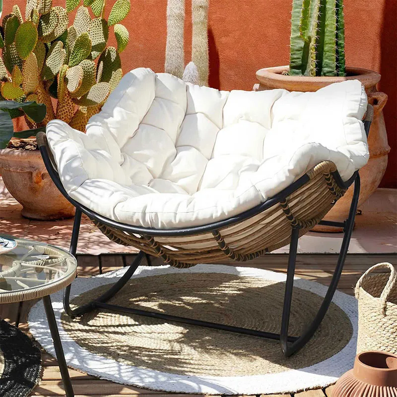 Fauteuil à bascule Tulum Beige - 96x73x114cm-1