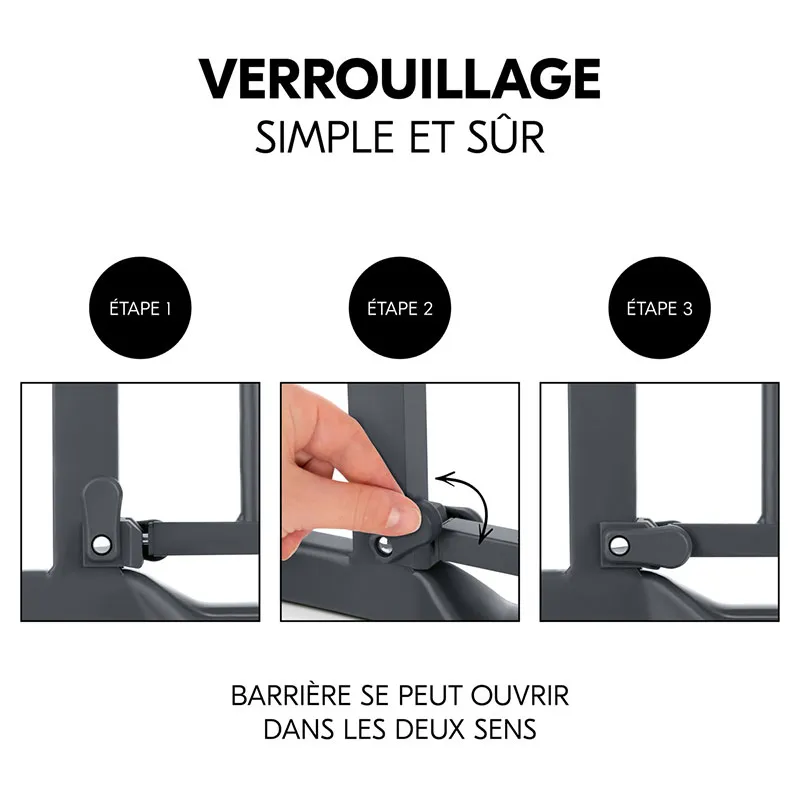 Barrière de sécu. Clear Step Autoclose 2 + Extension Dark Grey - 75-80+9cm-6
