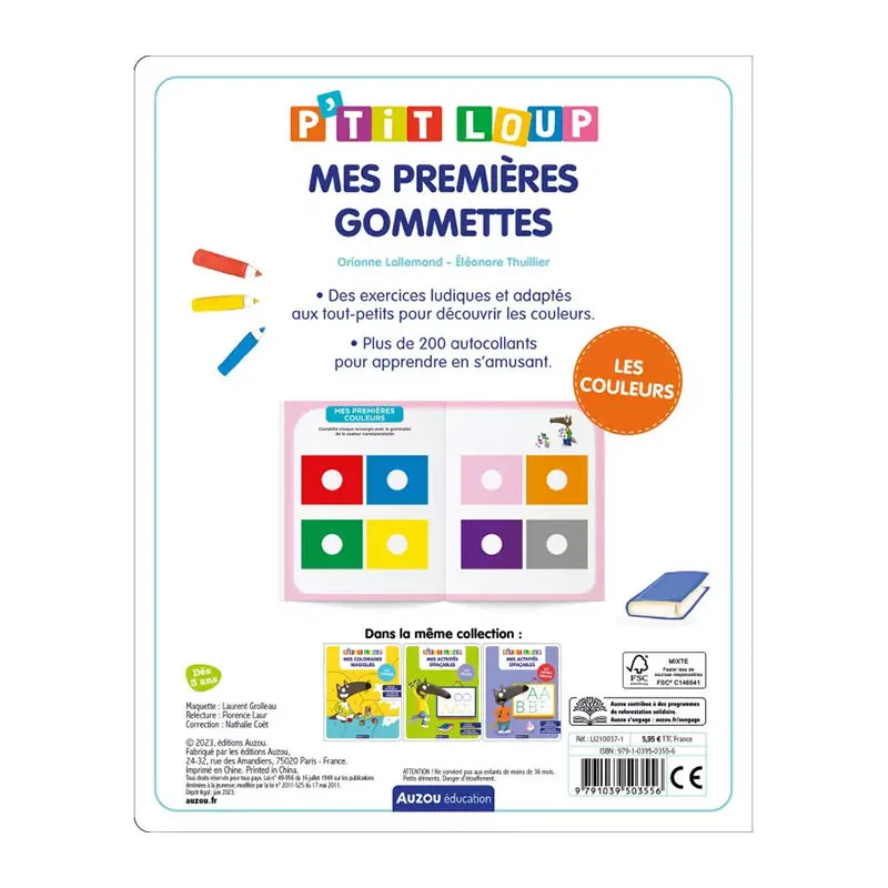 P'tit Loup Mes premières gommettes Couleurs - 36m+-4