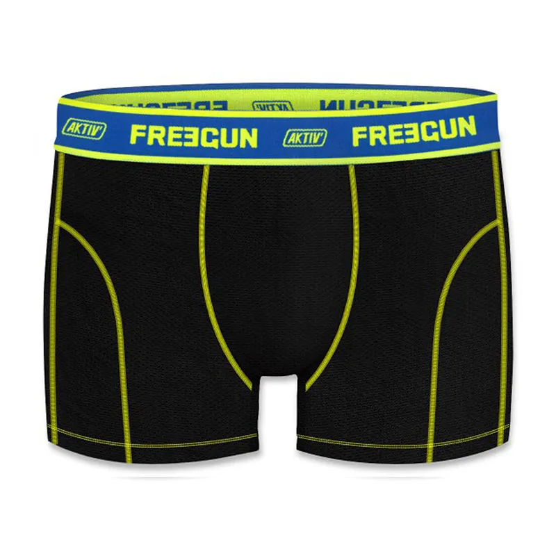 3 Boxers Garçon Basic Freegun - Noir/Jaune/Bleu/Gris-3