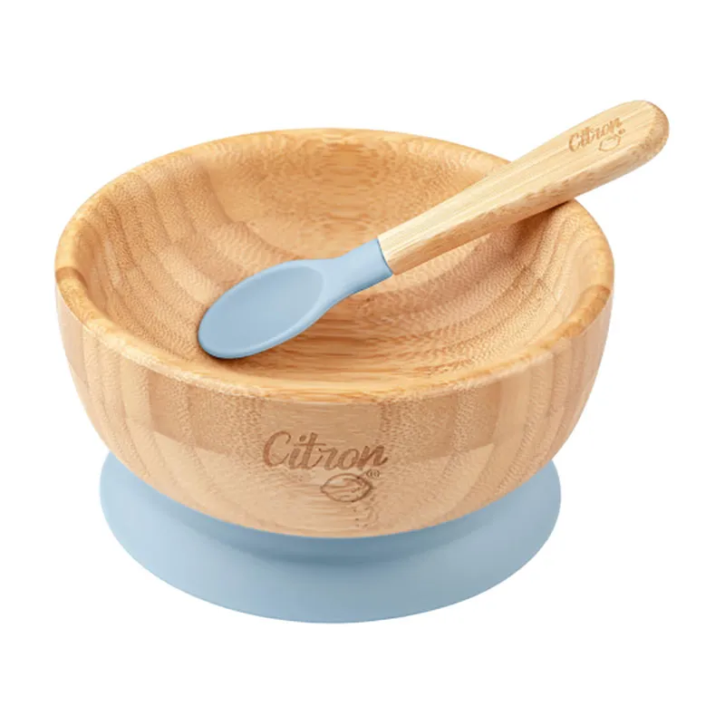 Bol et cuillère en bambou - Bleu-0