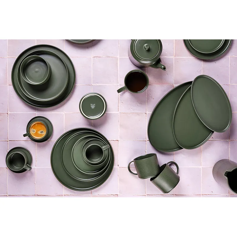 8 Tasses + soucoupes Scandi Olive - 15cl-5