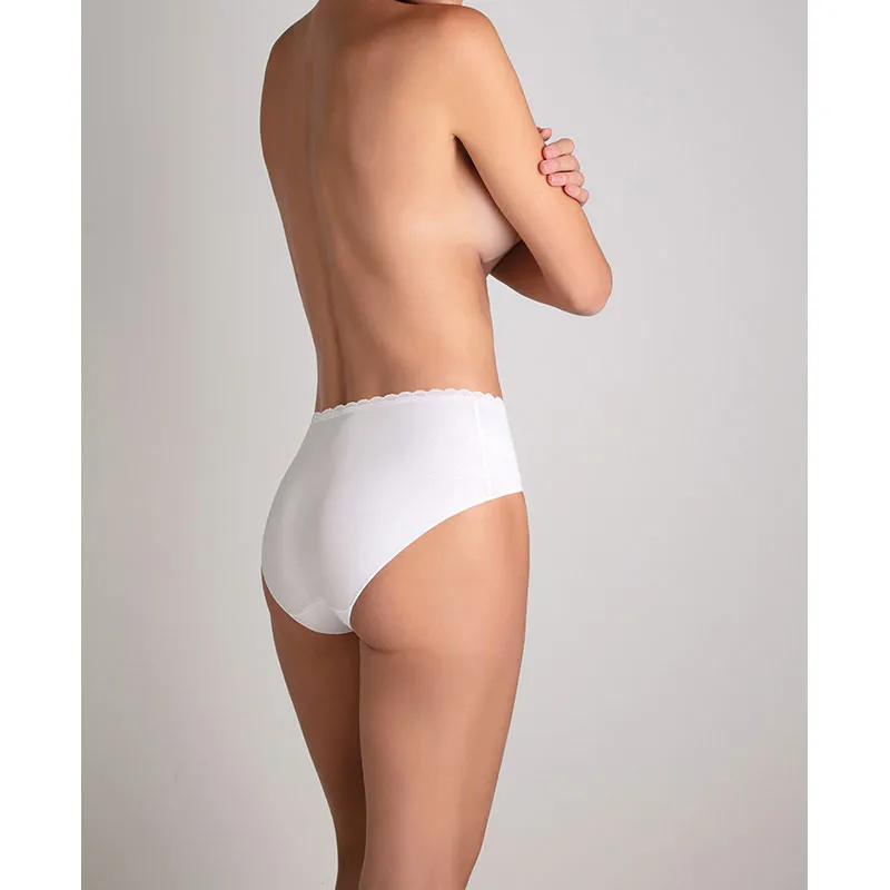 3 Culottes Midi Shorty dentelle fine - Blanc-1