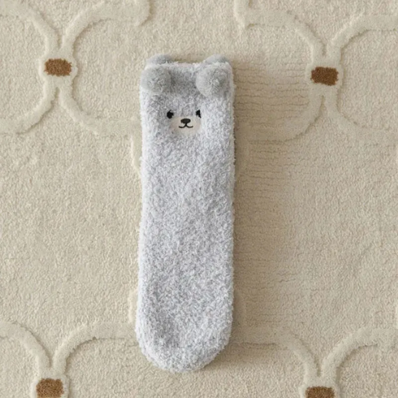 Paire de chaussettes Ourson en peluche T.U - Gris-2