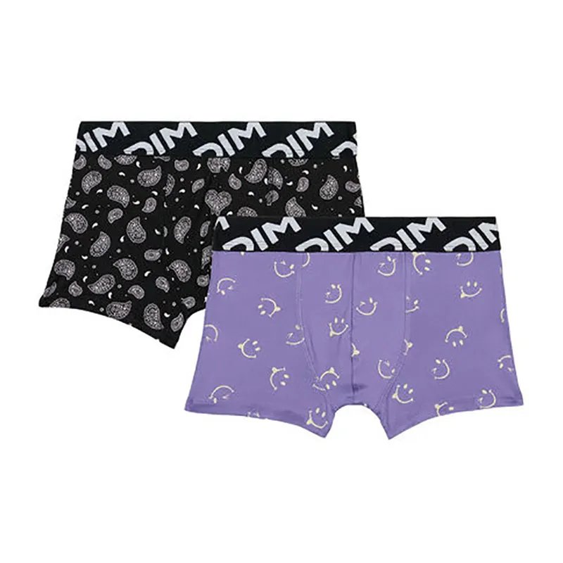 2 Boxers Garçon Smiley - Bleu/Noir-0