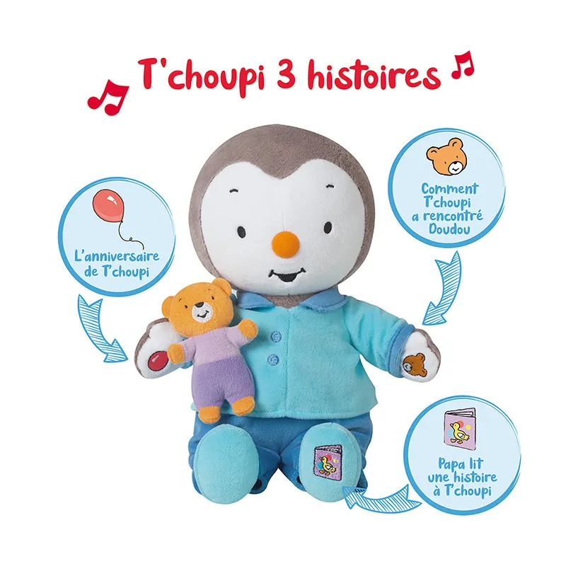 Peluche 30cm Raconte 3 histoires T'Choupi - 12m+-3
