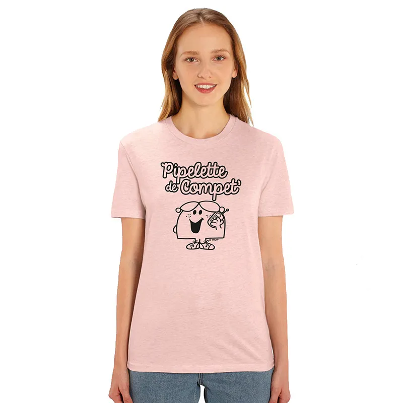 T-shirt Femme Pipelette de compet' BIO - Rose Chiné-0