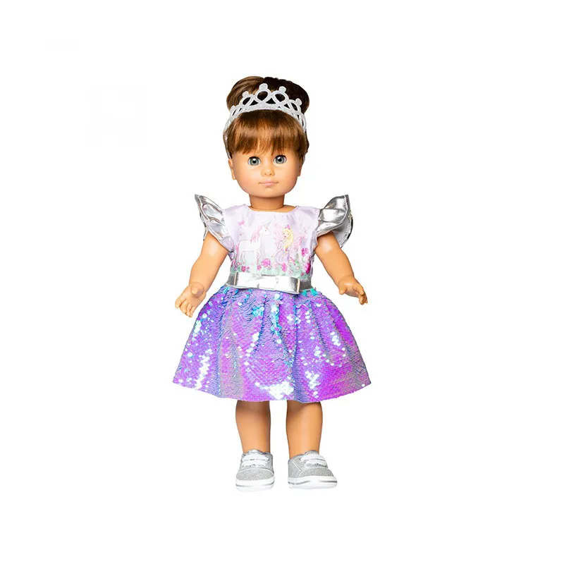Robe à sequins + Couronne Licorne & Fée - Poupée 28-35/35-45cm-2