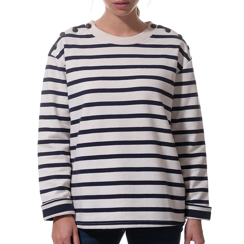 Sweat femme col rond Odamas Femme - Écru/Marine-0
