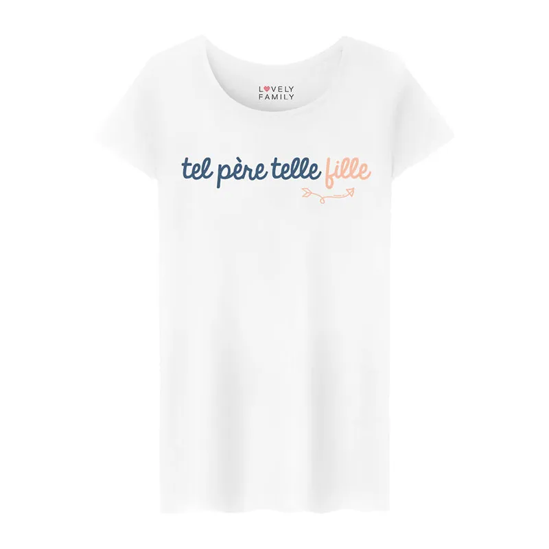 T-shirt Femme Tel père telle fille 3 BIO - Blanc-0