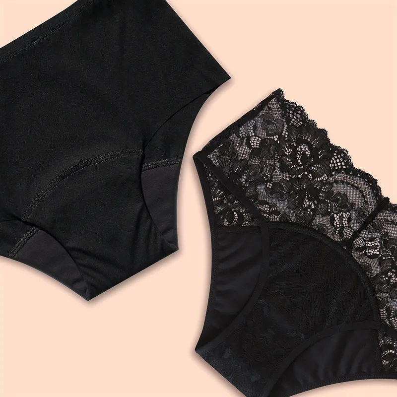 Boxer menstru. Basic + Culotte menstru. Dentelle - Noir-6