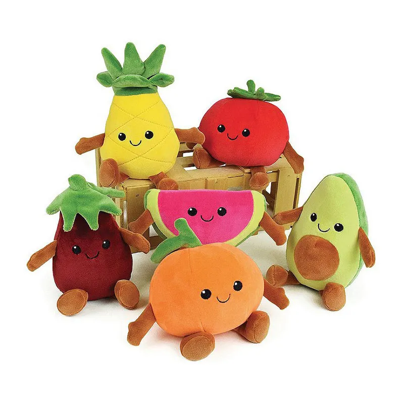 6 Peluches 17cm Fruits & Légumes Fruity's - 36m+-0