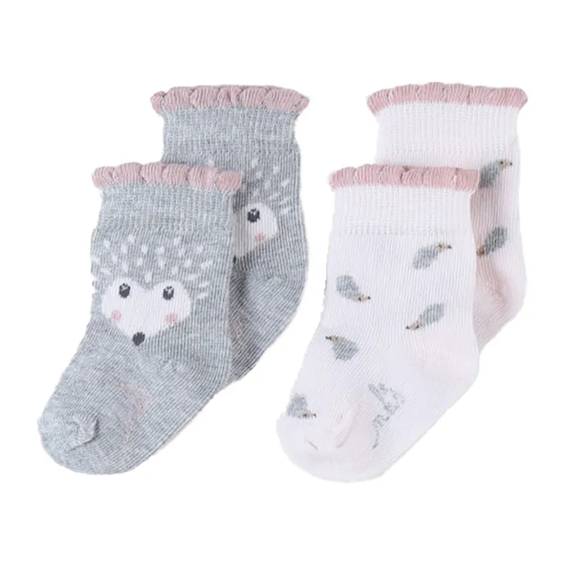 Chaussettes tricot Hérisson - Rose-0