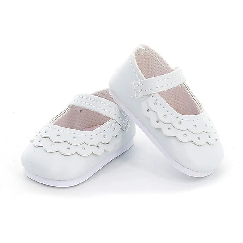 Chaussures blanches à bride pour poupée 39/48cm - 36m+-0