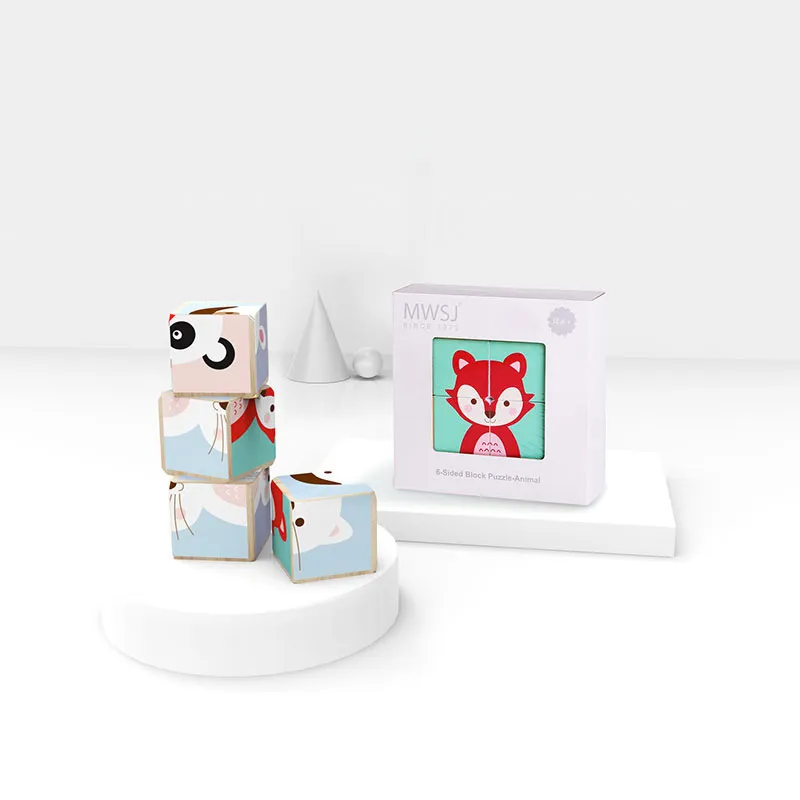 Puzzle cubes Animaux 4pcs - 12m+-4