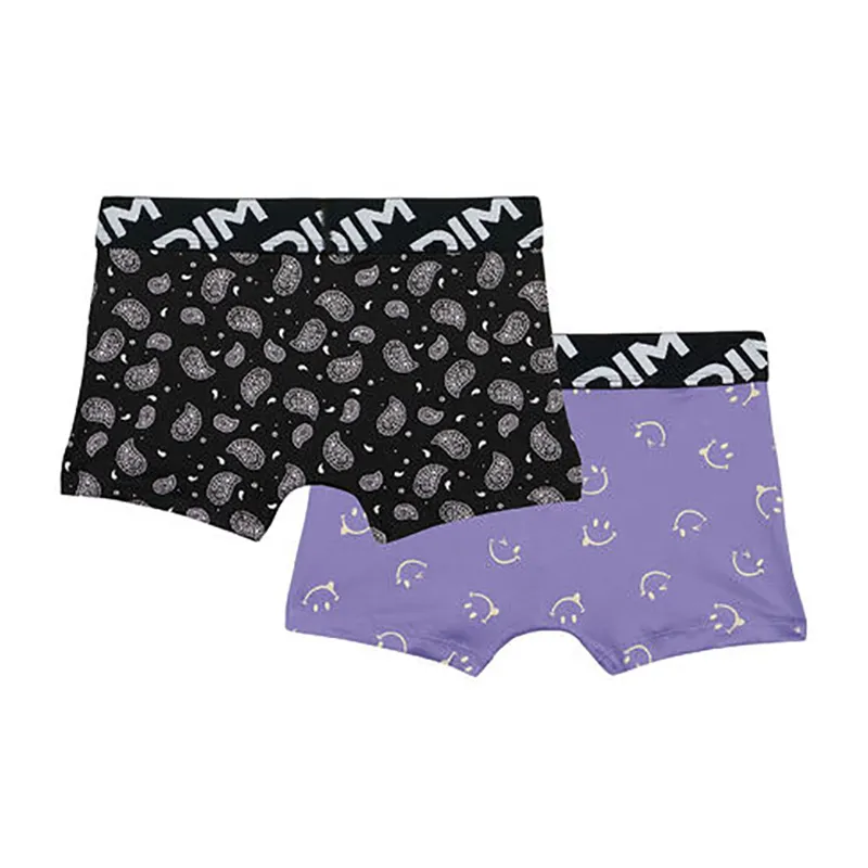 2 Boxers Garçon Smiley - Bleu/Noir-1