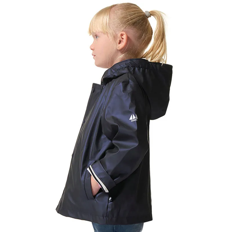 Ciré métallisé zippé à capuche doublé fille Nuagemet - Marine-1