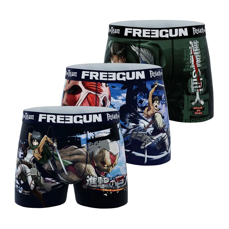 3 boxers homme Attack On Titan - Rouge/Bleu/Noir/Blanc/Vert-0