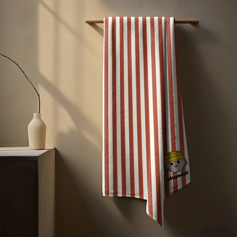 Serviette de toilette Rayures Rouge - 75x140cm-1