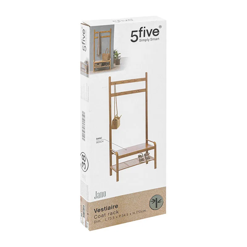 Vestiaire d'entrée bambou - 73,5x34,5x170cm-2