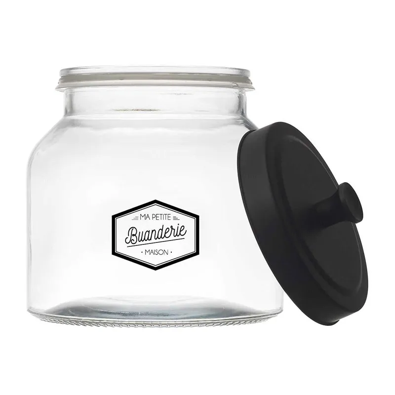 Bocal Verre + couvercle Noir - 2L-2