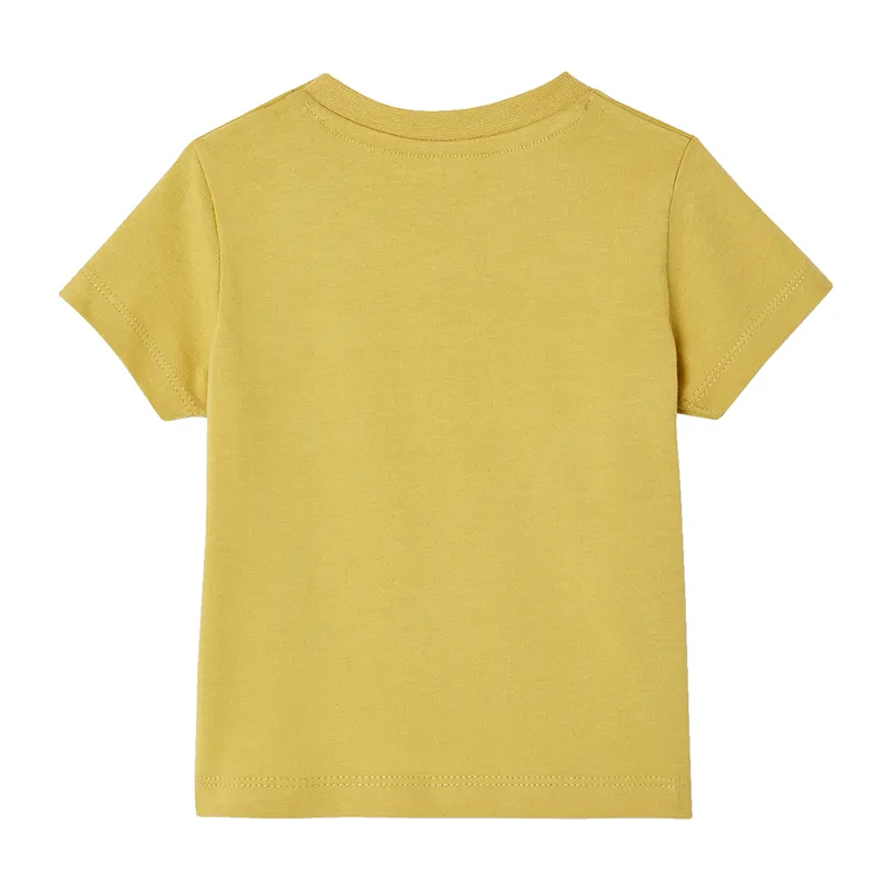 T-shirt MC coton BIO colorblock - Jaune-1