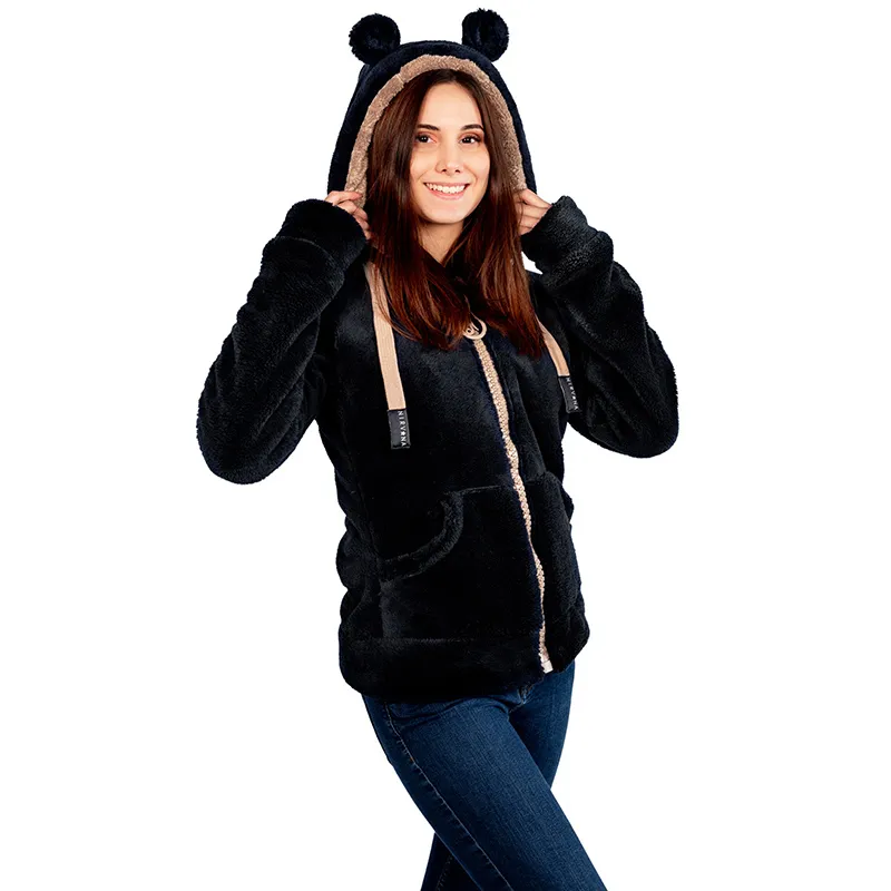 Veste polaire à oreilles Star Femme - Noir/Camel - NIRVANA-2