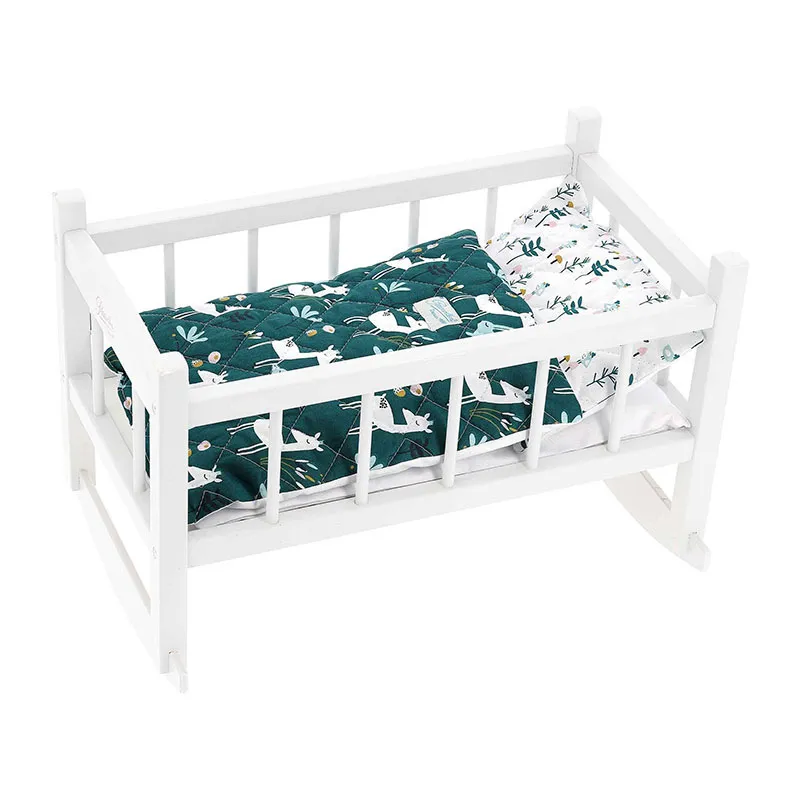 Lit blanc Biche en bois pour poupée jusqu'à 40cm - 36m+-0