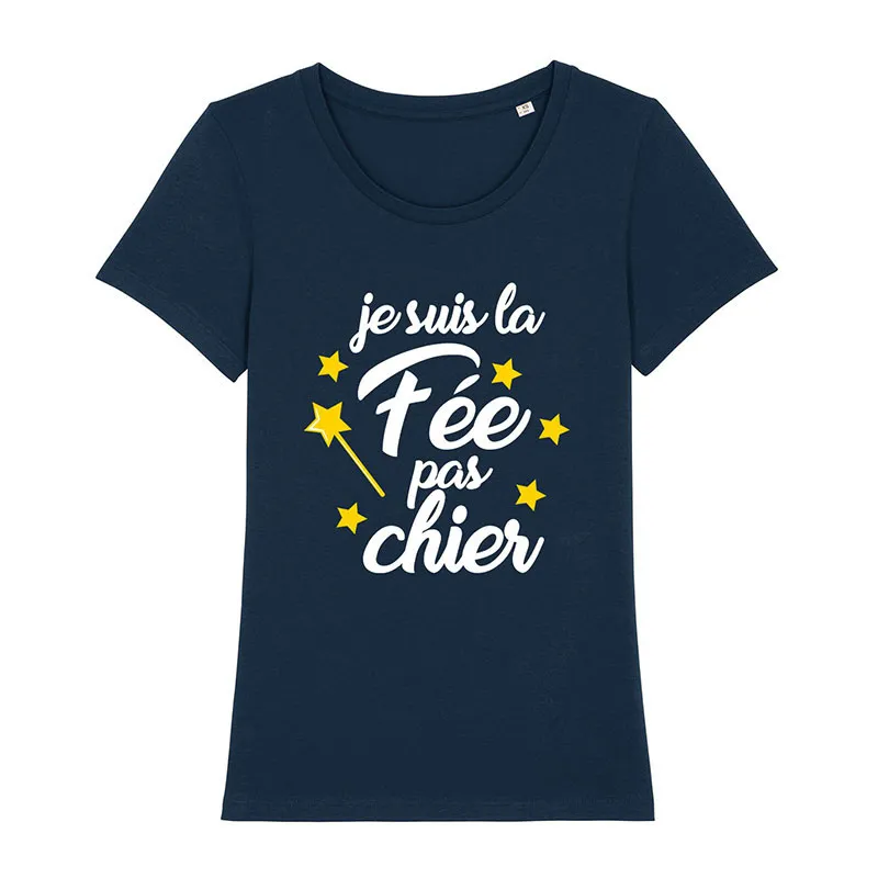 T-shirt Femme BIO La fée pas chier - Navy-0