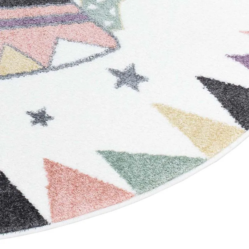 Tapis rond Anime Tipi Crème - ø120cm-2