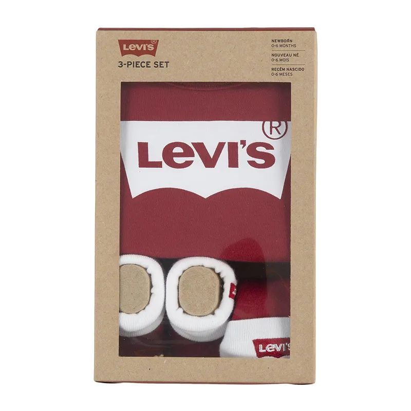 Coffret Body MC + Bonnet + Chaussons Bébé Batwing - Levis Red-3