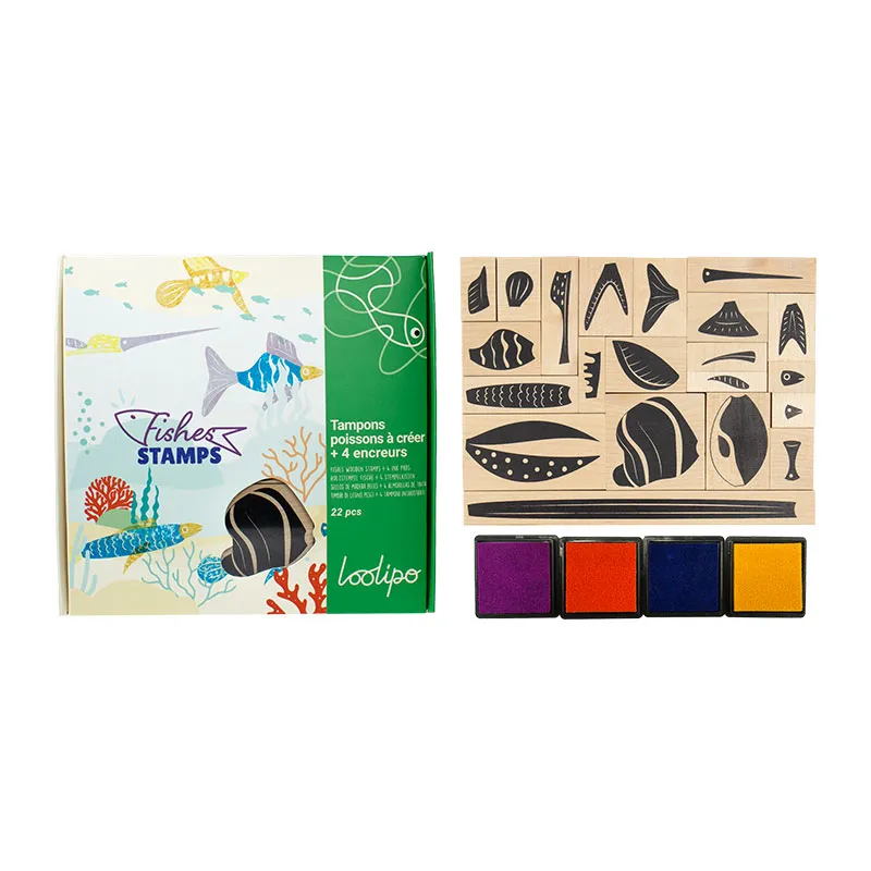 Tampons Poissons à créer + 4 Encreurs 22pcs - 3+-0