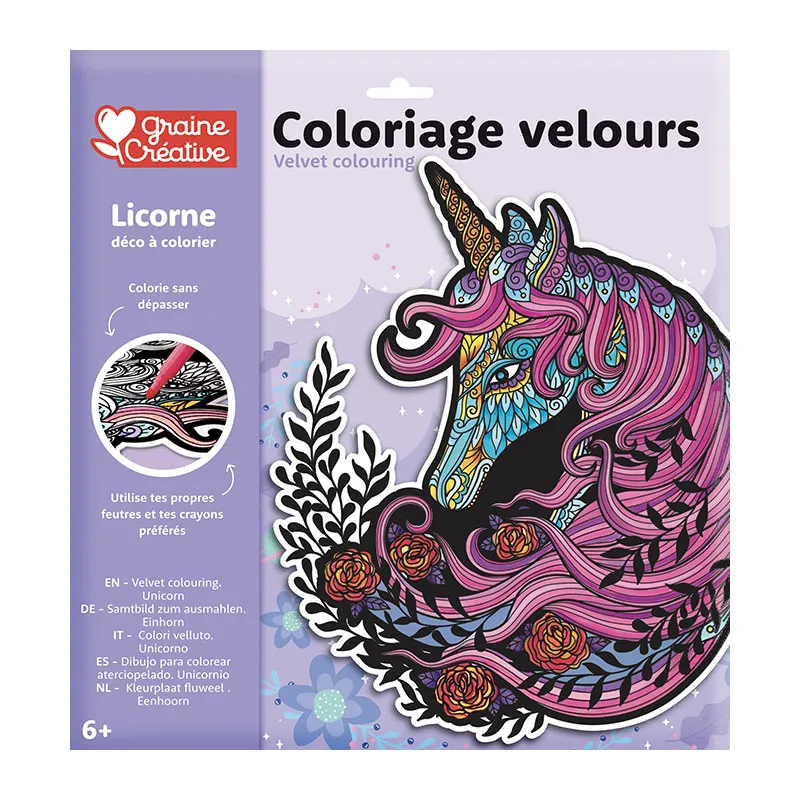 Coloriage velours Licorne - 4+-0