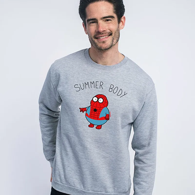 Sweat Homme Summer body spiderman - Gris chiné-0