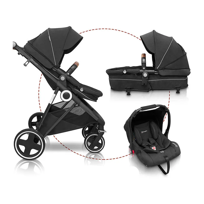 Trio Poussette transformable + Coque Gr.0+ Halime Anthracite/Noir - 0m+-18