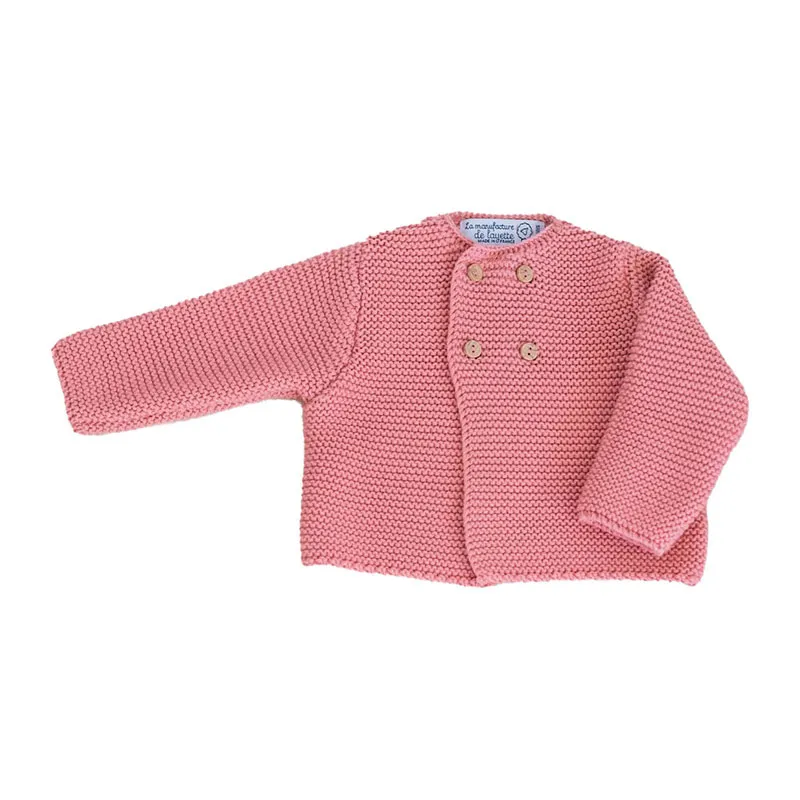 Cardigan en coton petit mousse - Bouton de rose-0