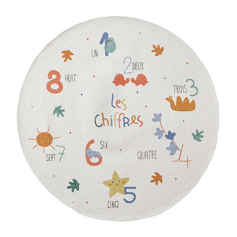 Tapis chiffre - Écru - 120x120cm-0