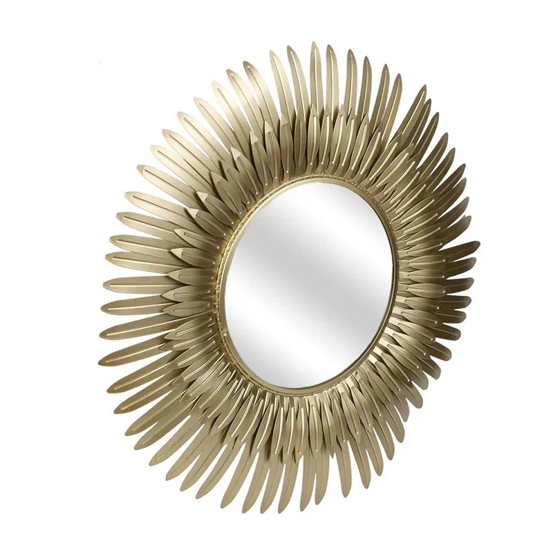 Miroir Plumes Métal Doré - ø53cm-3
