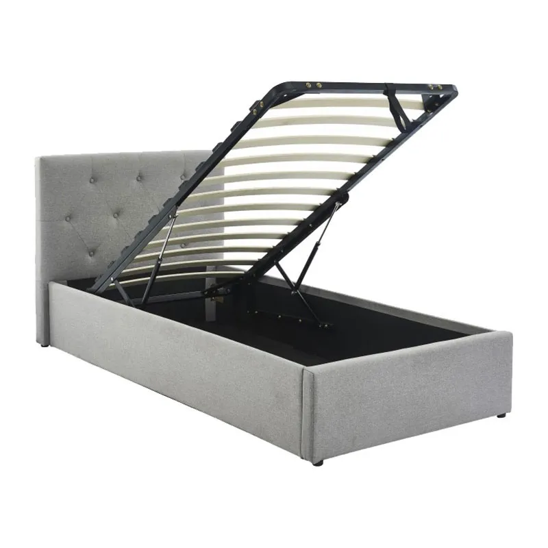 Lit coffre + sommier Bahia Gris - 90x190cm-1