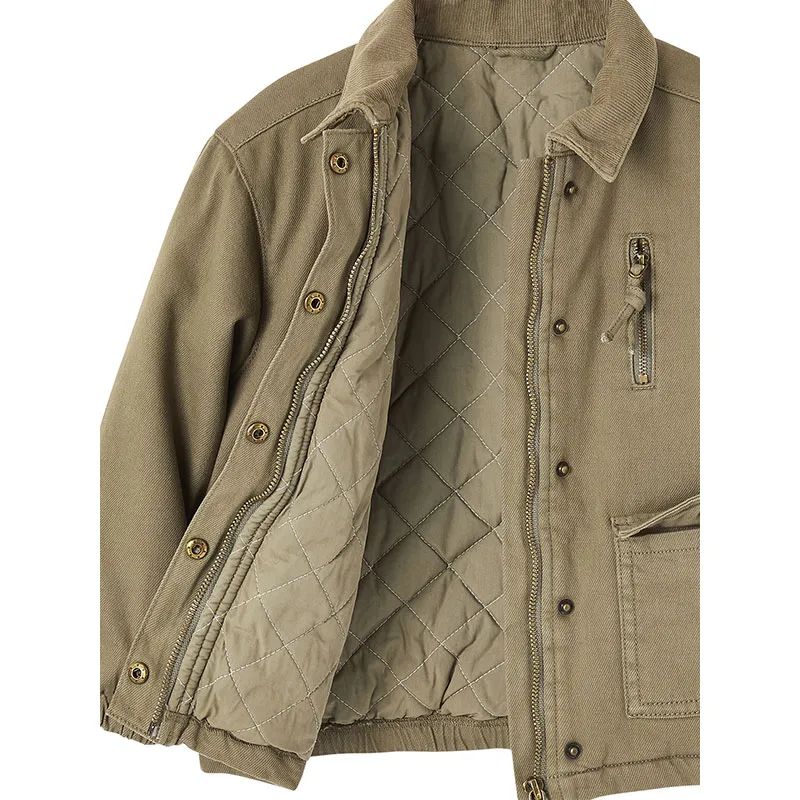 Veste matelassée brodée au dos fille - Kaki-4