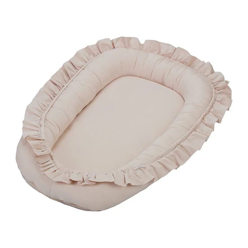 Réducteur de lit Coton avec volant Rose poudré - 83x54cm-0