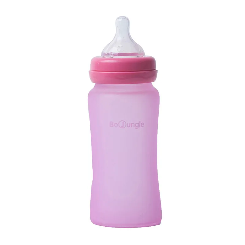 Thermo Biberon verre et silicone Rose - 240ml-0