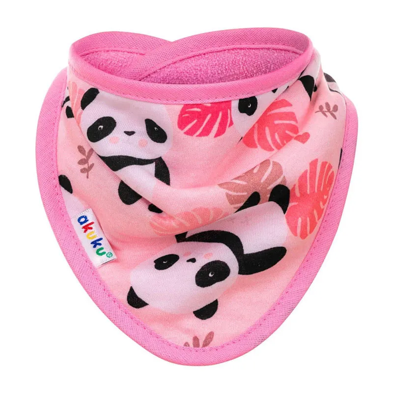 Bavoir bandana Coton - Rose Panda-1