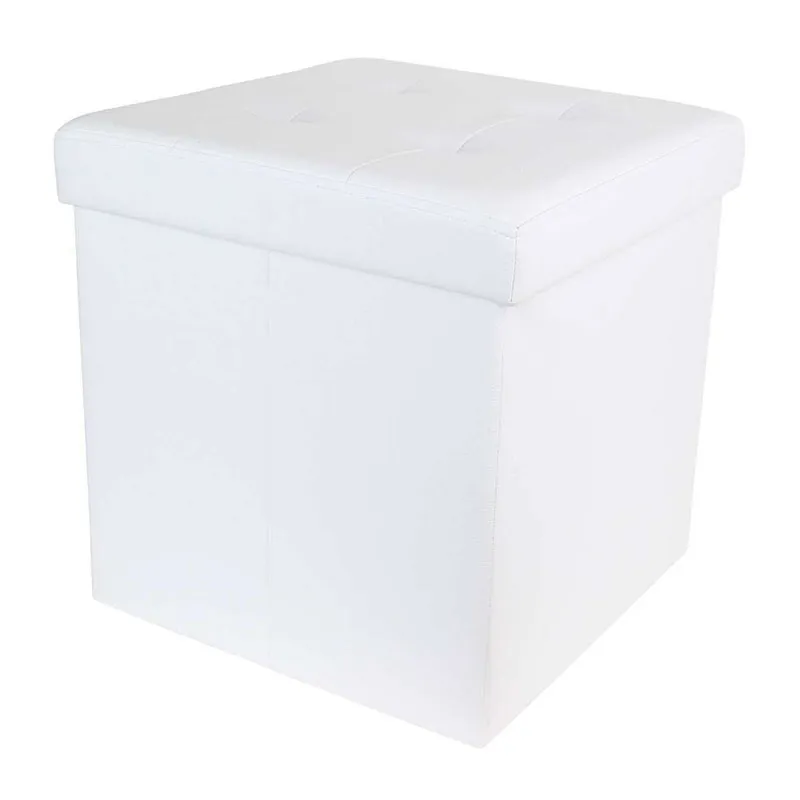 Coffre pouf Pliable Blanc - 37,5x37,5cm-2