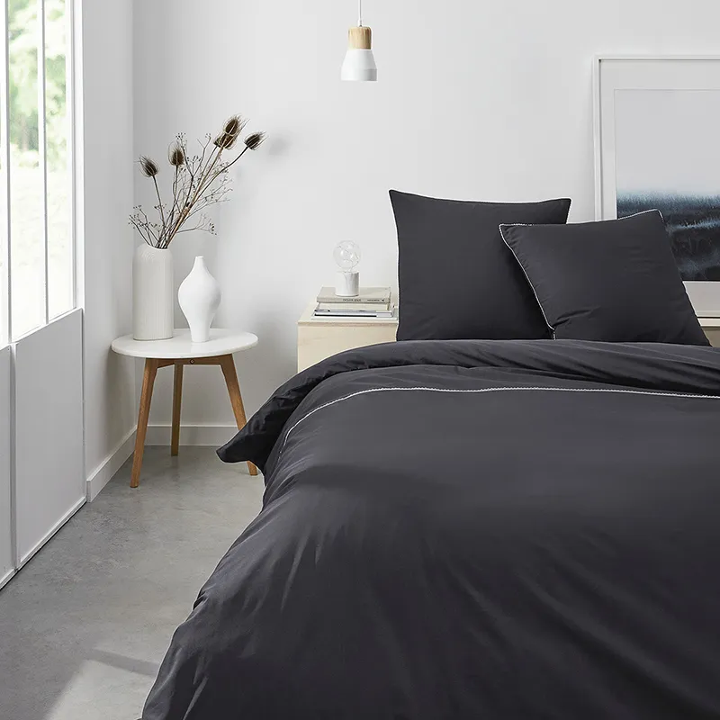 Drap-housse Coton Bonnet 30cm Percale Fusain-1