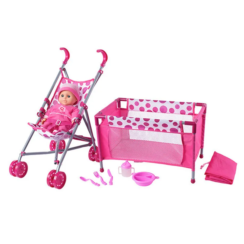 Kit poussette & Lit parapluie poupée rose - 36m+-0