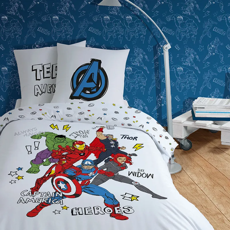 Parure 2pcs Avengers Home Sketches Blanc - 140x200cm-0