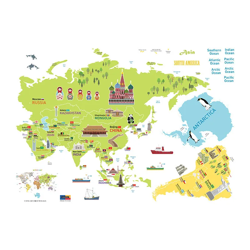 Stickers - Carte du monde géante pour enfants-4