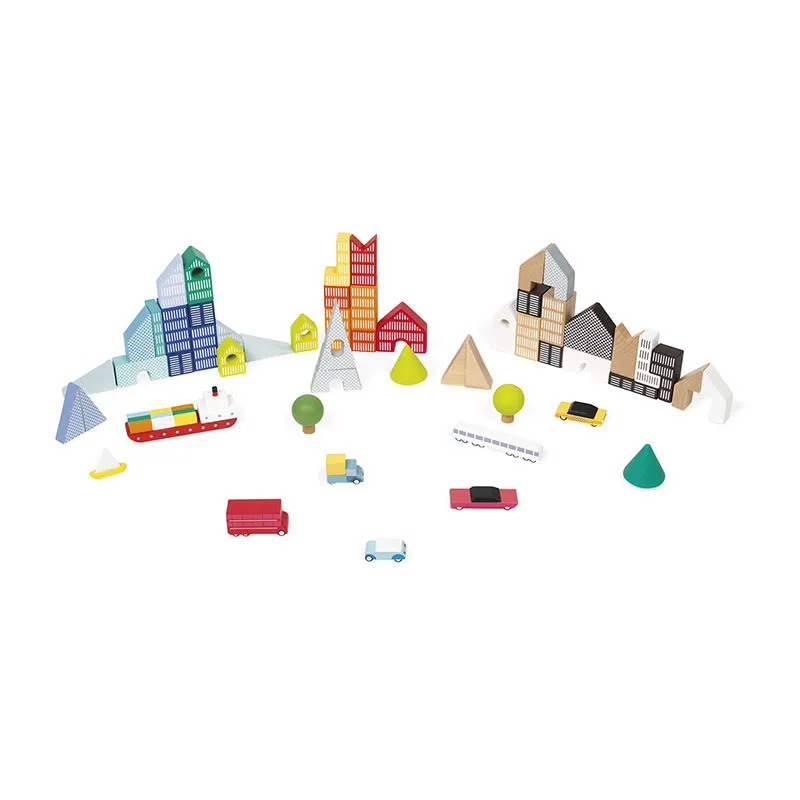 Jeu 2en1 Kubix Blocs + Puzzle Ville 80pcs - 36m+-2