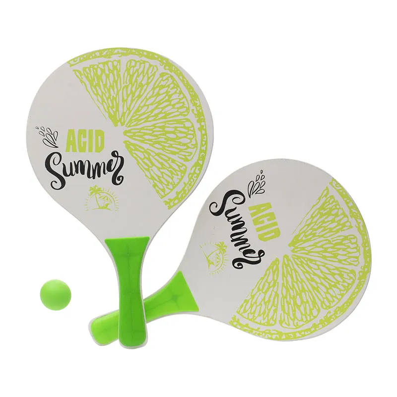 Raquettes de plage Bois + Balles Aléat. - 2pcs-4